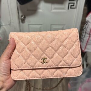 CHANEL Peach Quilted Clutch